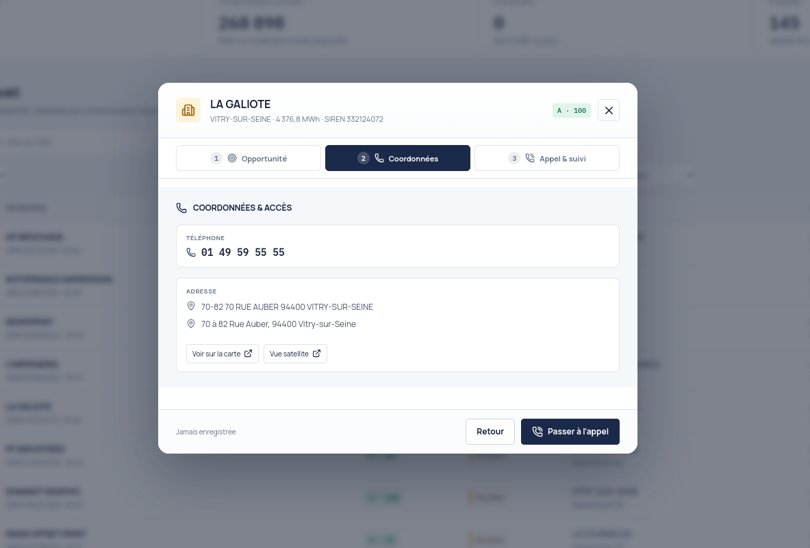 Coordonnées et adresse d'une entreprise